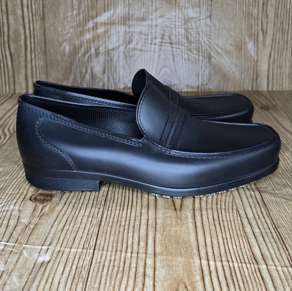 Men's Sticky Shoes Social Man Black Food Service‎ Shoes Size 9.5